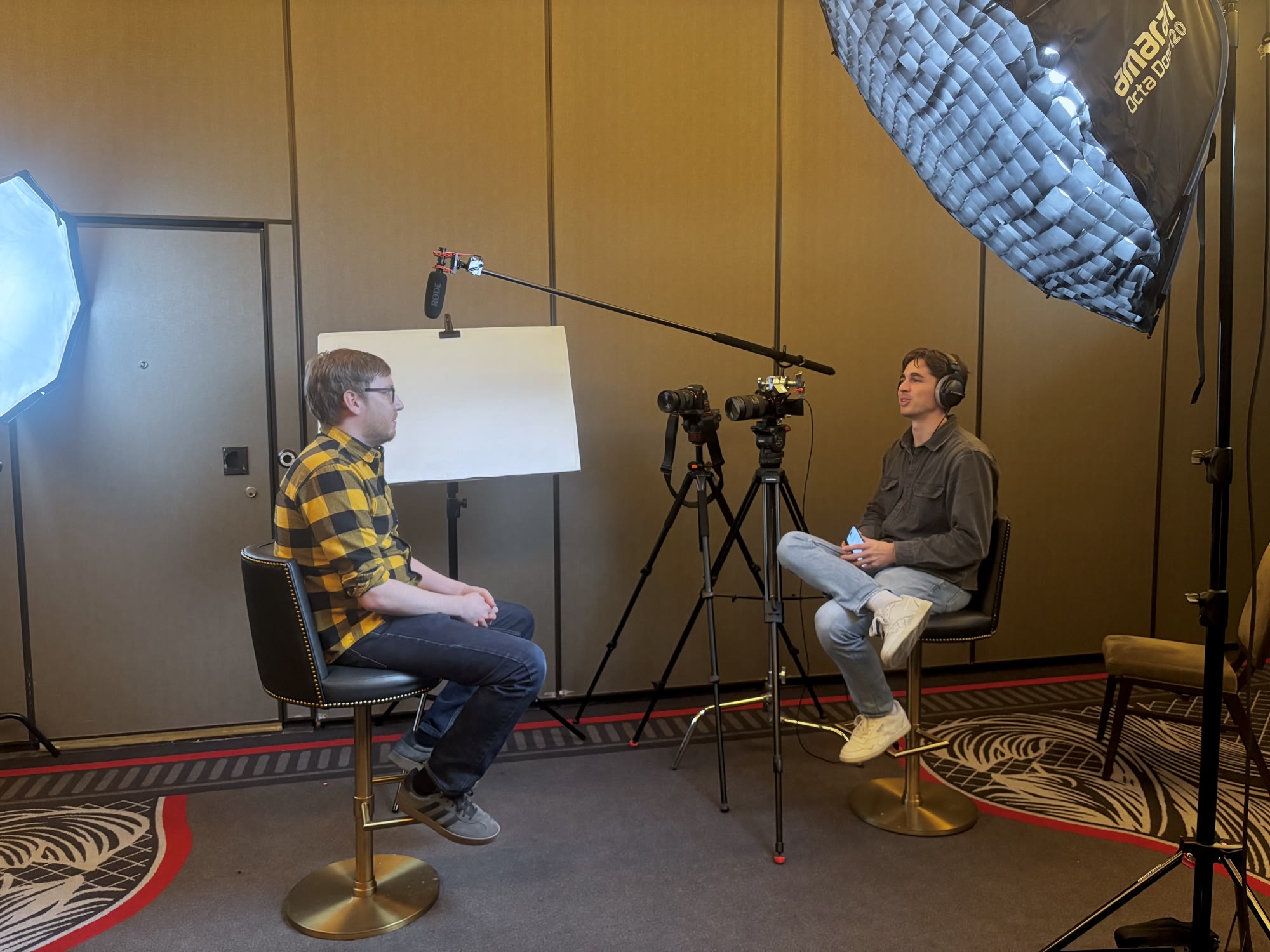 Paul recording a two-camera interview setup